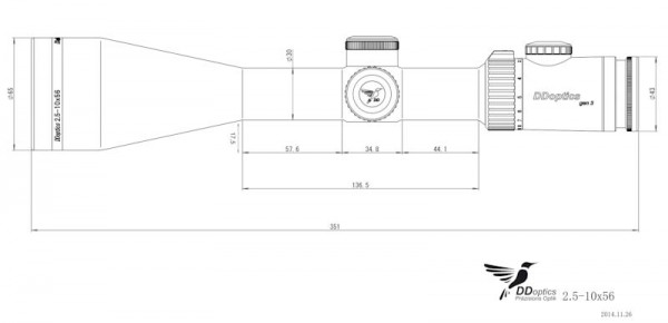 DDoptics® Zieloptik Nachtfalke HDX 2,5-10x56 Gen. III - A4N (MRAD)