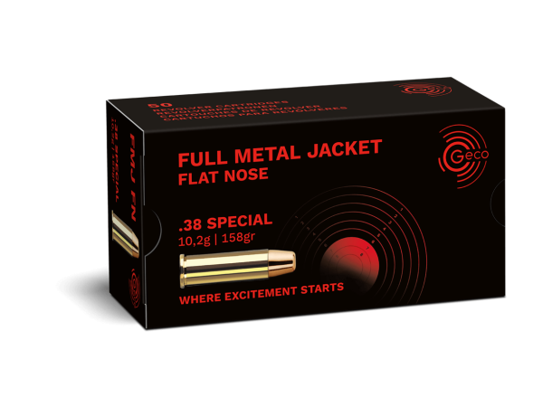 GECO .38 Special Full Metal Jacket Flat Nose 158grs