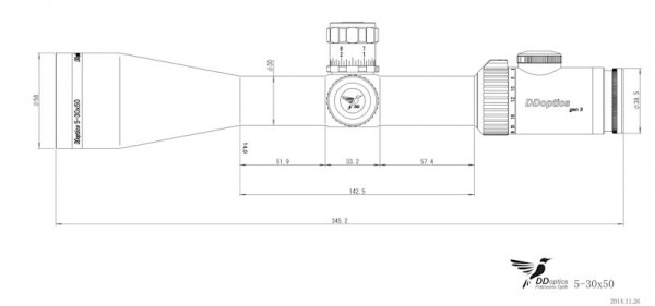 DDoptics® Zielfernrohr Nachtfalke HDX 5-30x50 Tactical Gen. III (MilDot)