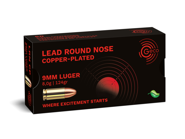 GECO 9 mm Luger Lead Round Nose Copper-Plated 124grs