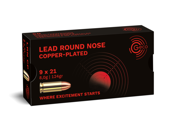 GECO 9x21 Lead Round Nose Copper-Plated 124grs